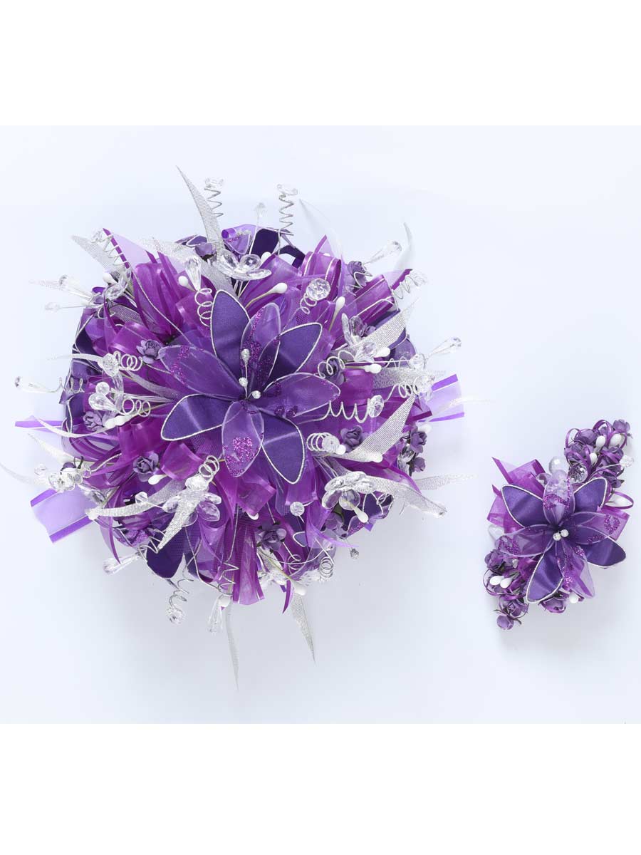 Ramos Quinceañeras Mis Xv Primaveras 0019 Cristal/Satin Morado/Plata 600403