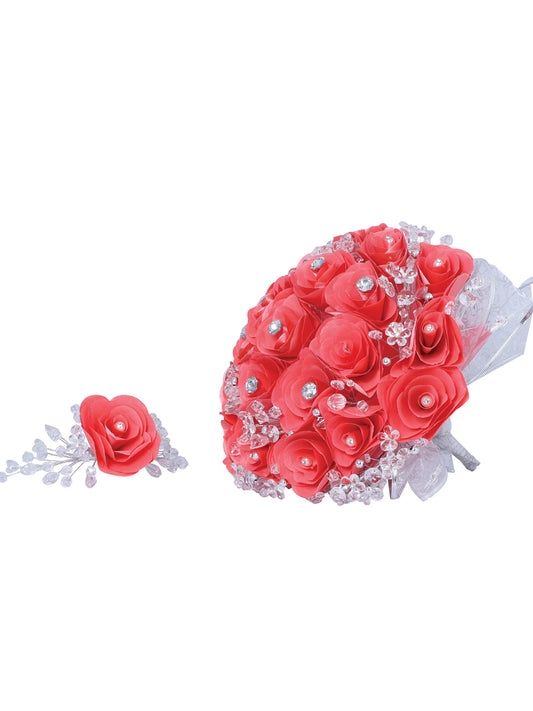 Ramos Quinceañeras Mis Xv Primaveras Rosal Combinado Acrílico/Satinado Coral 600701