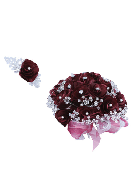 Juego De Velas Ramo Mis Xv Primaveras Rosal Combinado Acrílico/Satinado Burdeos 600714