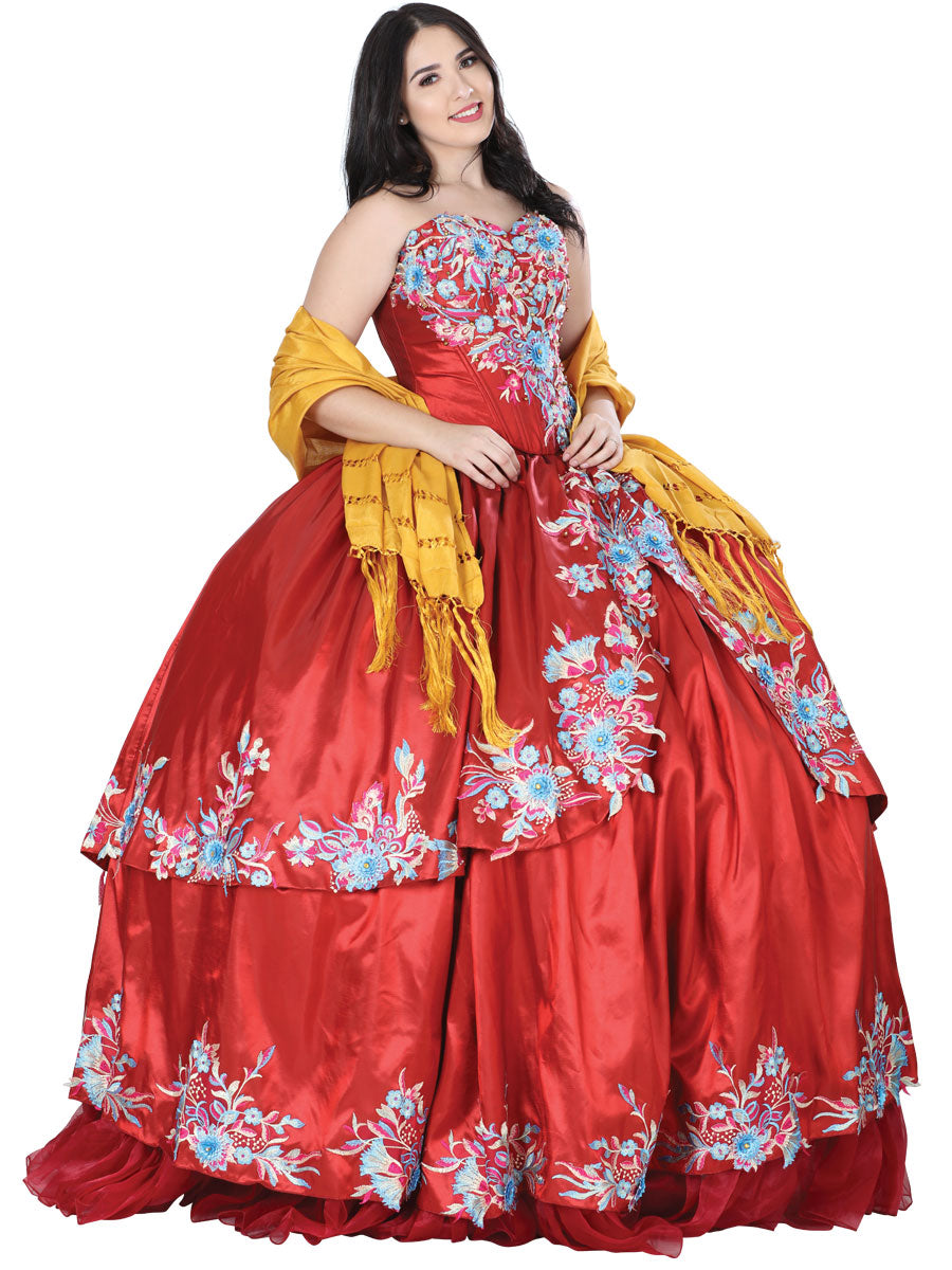 Vestido De Quinceañera Mis Xv Primaveras Ss1805 Tafeta Vino 601252