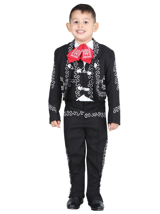 Traje Charro Mis Xv Primaveras Cintilla-N 100% Poliéster Satinado Negro/Blanco 601378