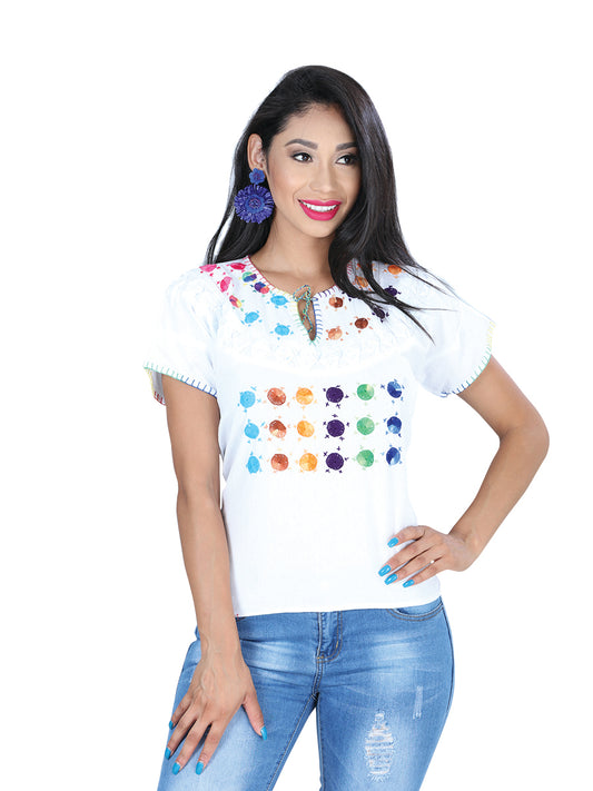Blusa Bordada/O Mis Xv Primaveras Bls-Sol-Pntd 100% Algodon Blanca 601437