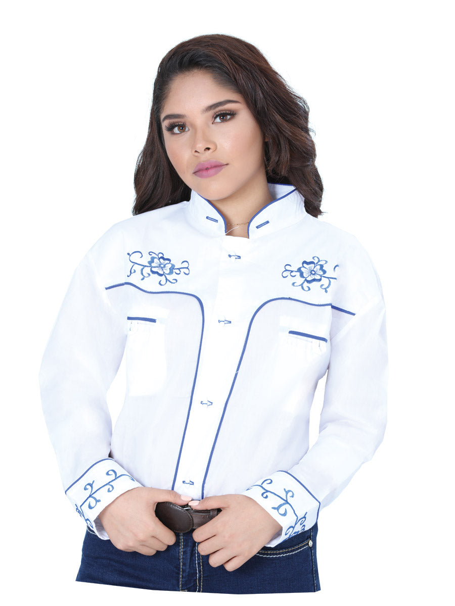 Camisa Charro Mis Xv Primaveras Cam-Flr-H 100% Polyester Blanco/Azul 601471