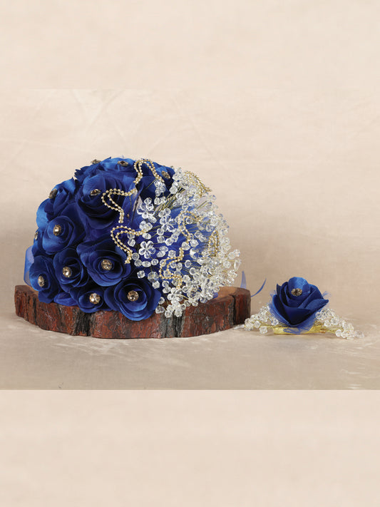Ramo Ramo Mis Xv Primaveras Cha-Ram-Xv Satin/Liston/Cristal Azul Rey/Oro 601566