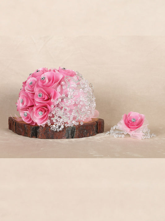 Ramo Ramo Mis Xv Primaveras Cha-Ram-Xv Satin/Liston/Cristal Rosa/Plata 601569