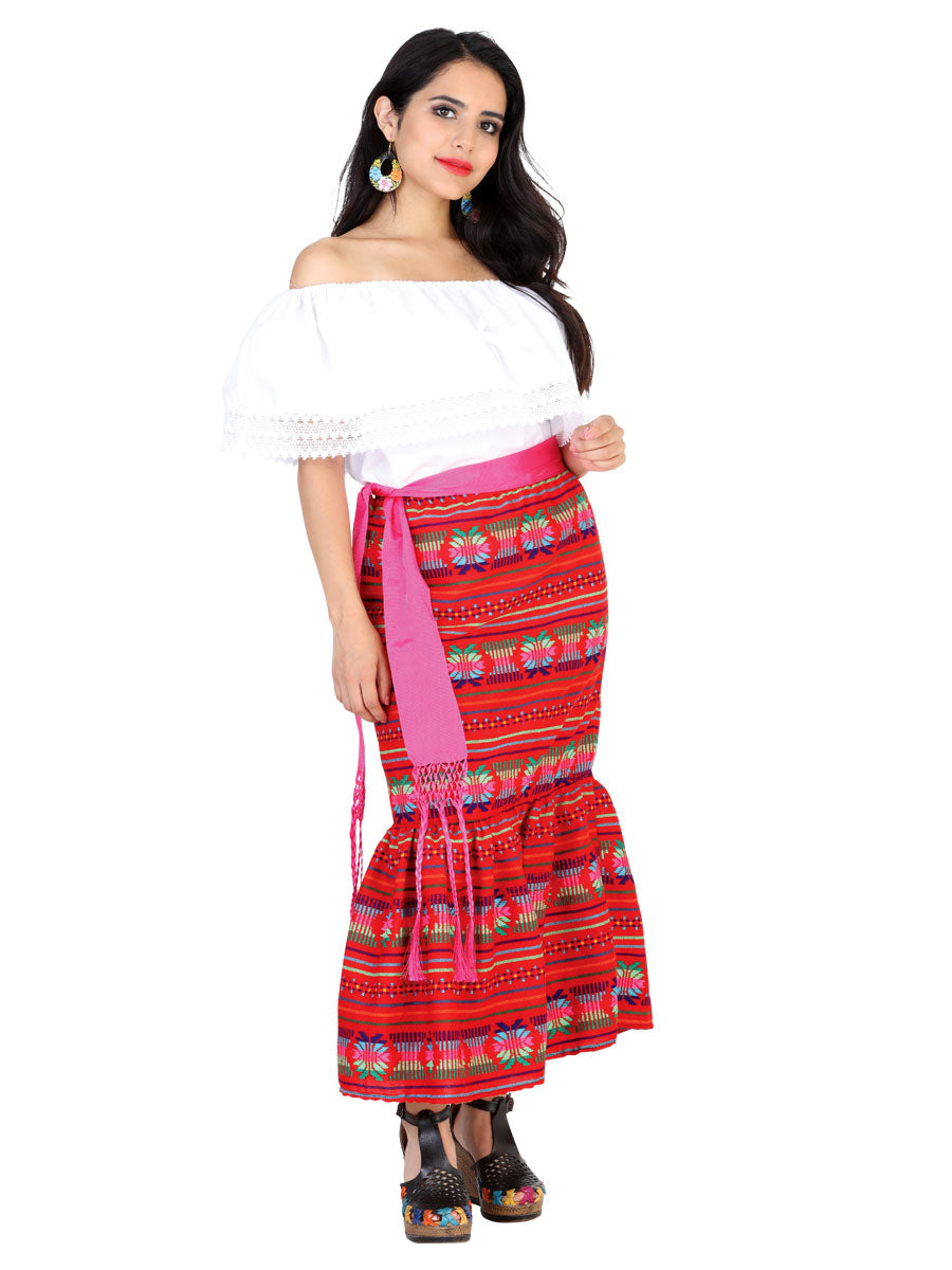 Falda Mexico Artesanal Sirena Cambaya Roja 602098