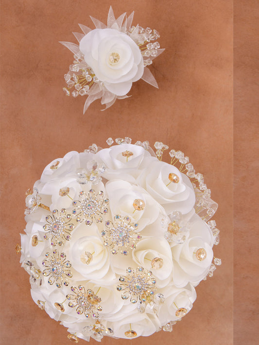 Juego De Velas Ramo Mis Xv Primaveras 231275 Acrílico/satinado Marfil/oro 602324