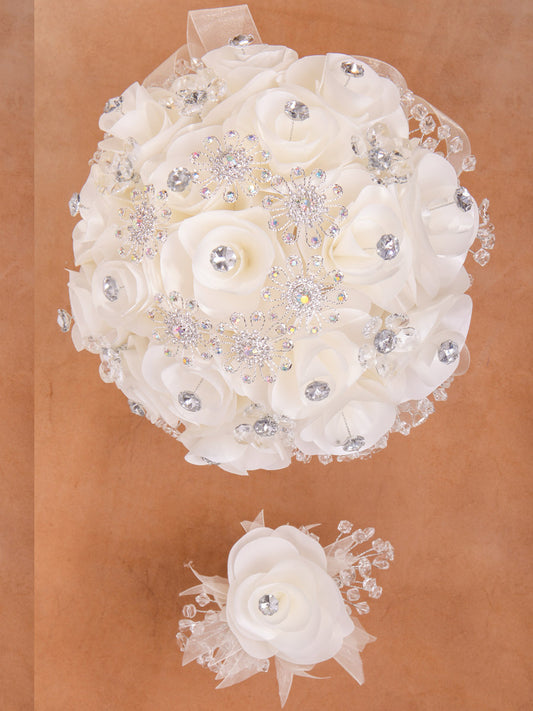 Juego De Velas Ramo Mis Xv Primaveras 231275 Acrílico/satinado Marfil/plata 602325