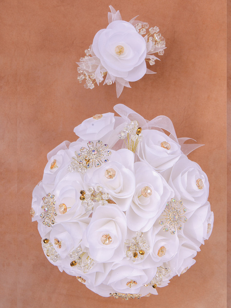 Juego De Velas Ramo Mis Xv Primaveras 071019 Acrílico/Satinado Blanco/Oro 602346