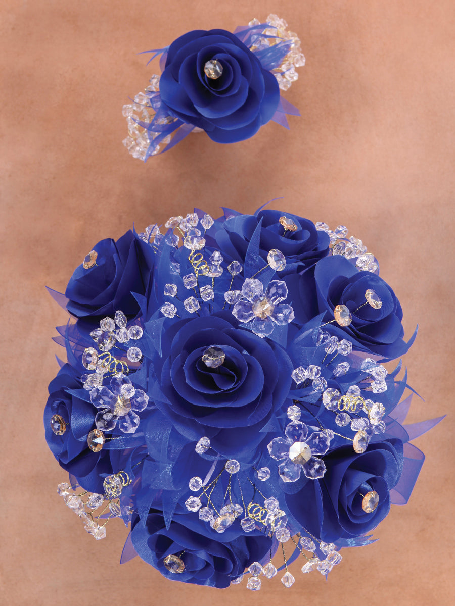 Juego De Velas Ramo Mis Xv Primaveras 231014 Acrílico/Satinado Azul Rey/Oro 602397