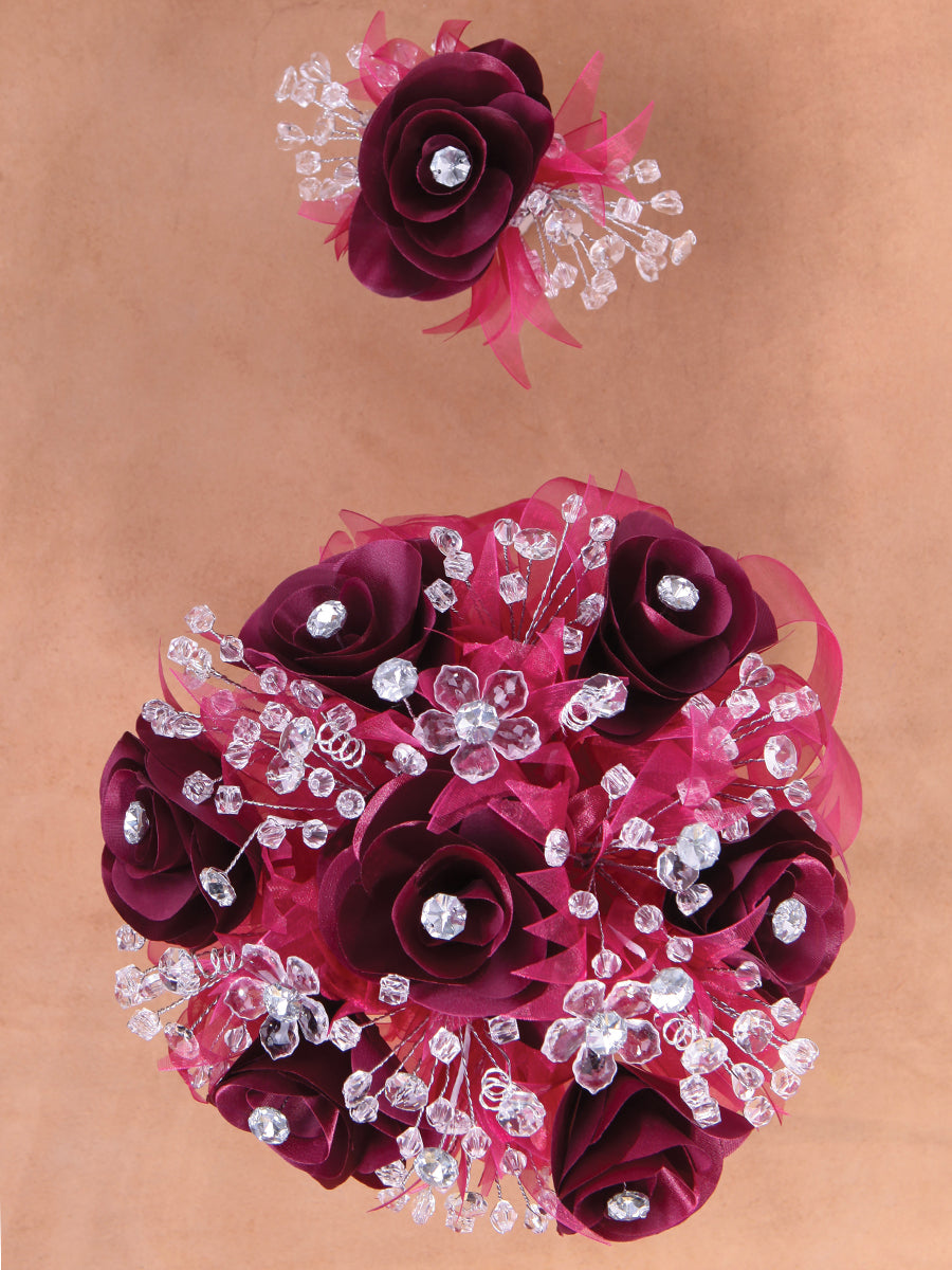 Juego De Velas Ramo Mis Xv Primaveras 231014 Acrílico/Satinado Vino/Plata 602402