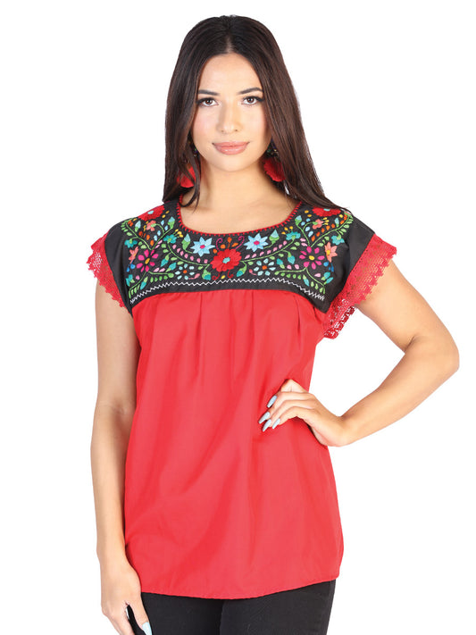 Blusa Juvenil Mexico Artesanal Eden 50% Algodón 50% Poliéster Rojo 602463