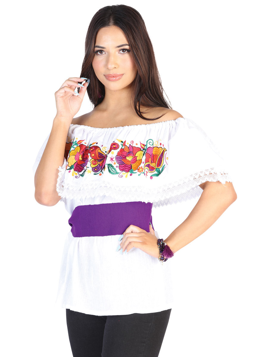 Blusa Juvenil Mexico Artesanal Mariposa 50% Algodón 50% Poliester Blanco 602471