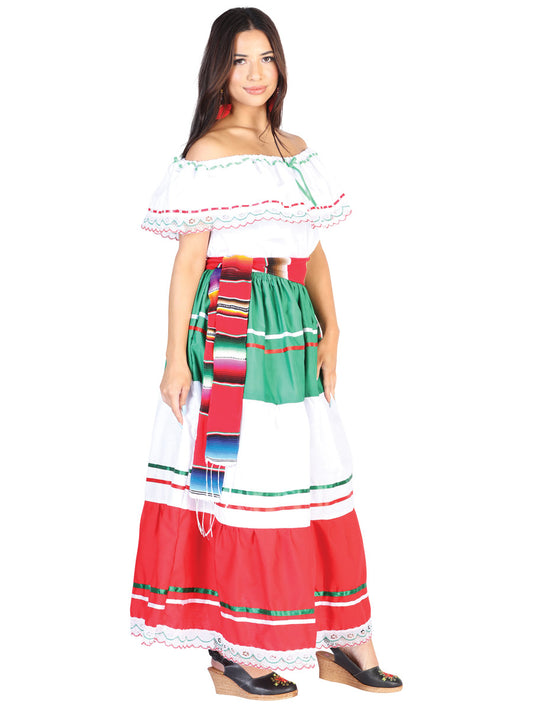 Falda Mexico Artesanal Tricolor-Olan 100% Algodon Tricolor 602492