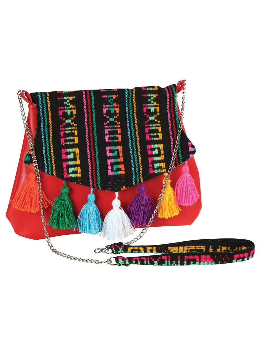 Artesanal Crossbody Bolsa de Mano 100% Poliéster Rojo 603023