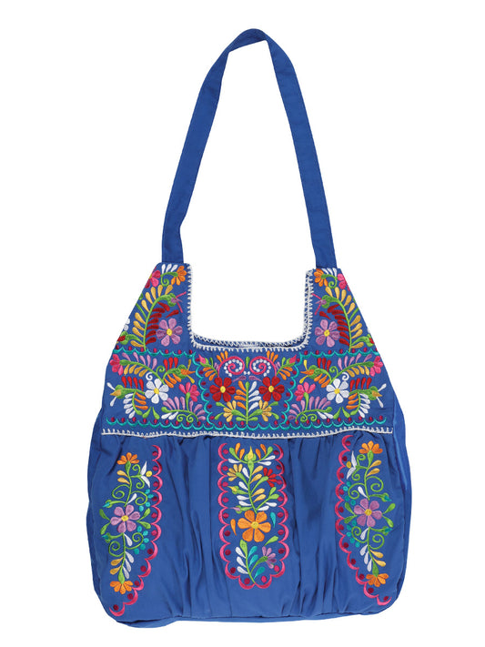Artesanal Bordado Bolsa de Mano 50% Algodón, 50% Poliéster Azul 603192