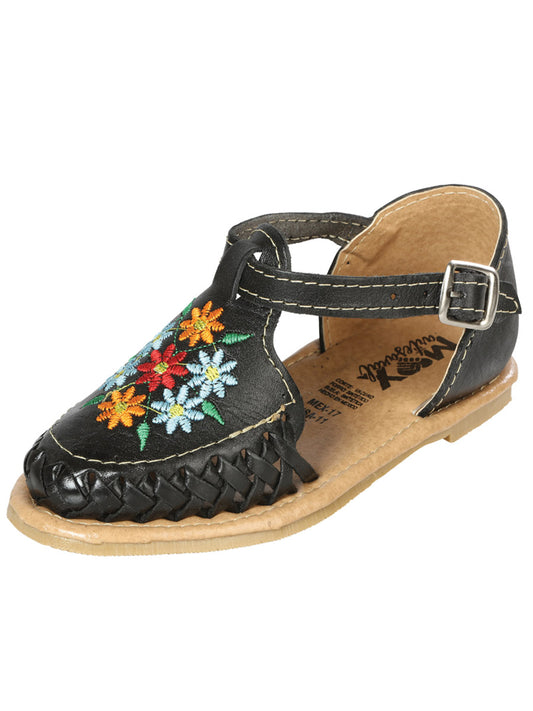 Artesanal Mexicano Sandalias Piel Negro 603481