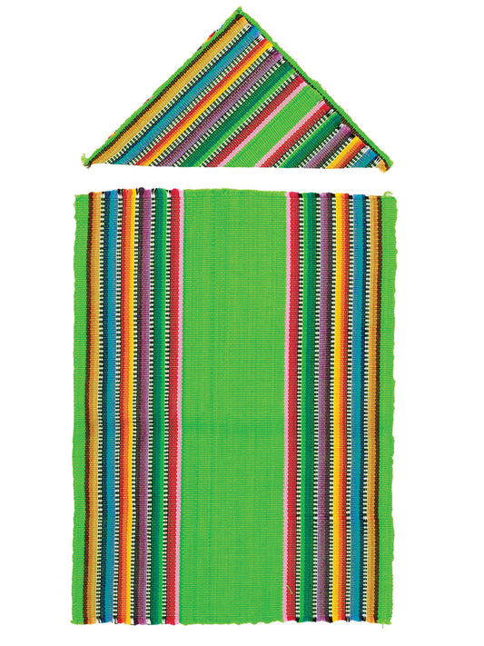 Artículo Hogar Mexico Artesanal Mantelito Colorin 100% Algodon Verde 603611