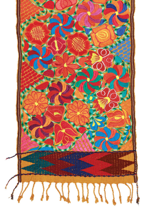 Articulo Hogar Mexico Artesanal Pie Cama Nichim 100% Algodon Mostaza 603672