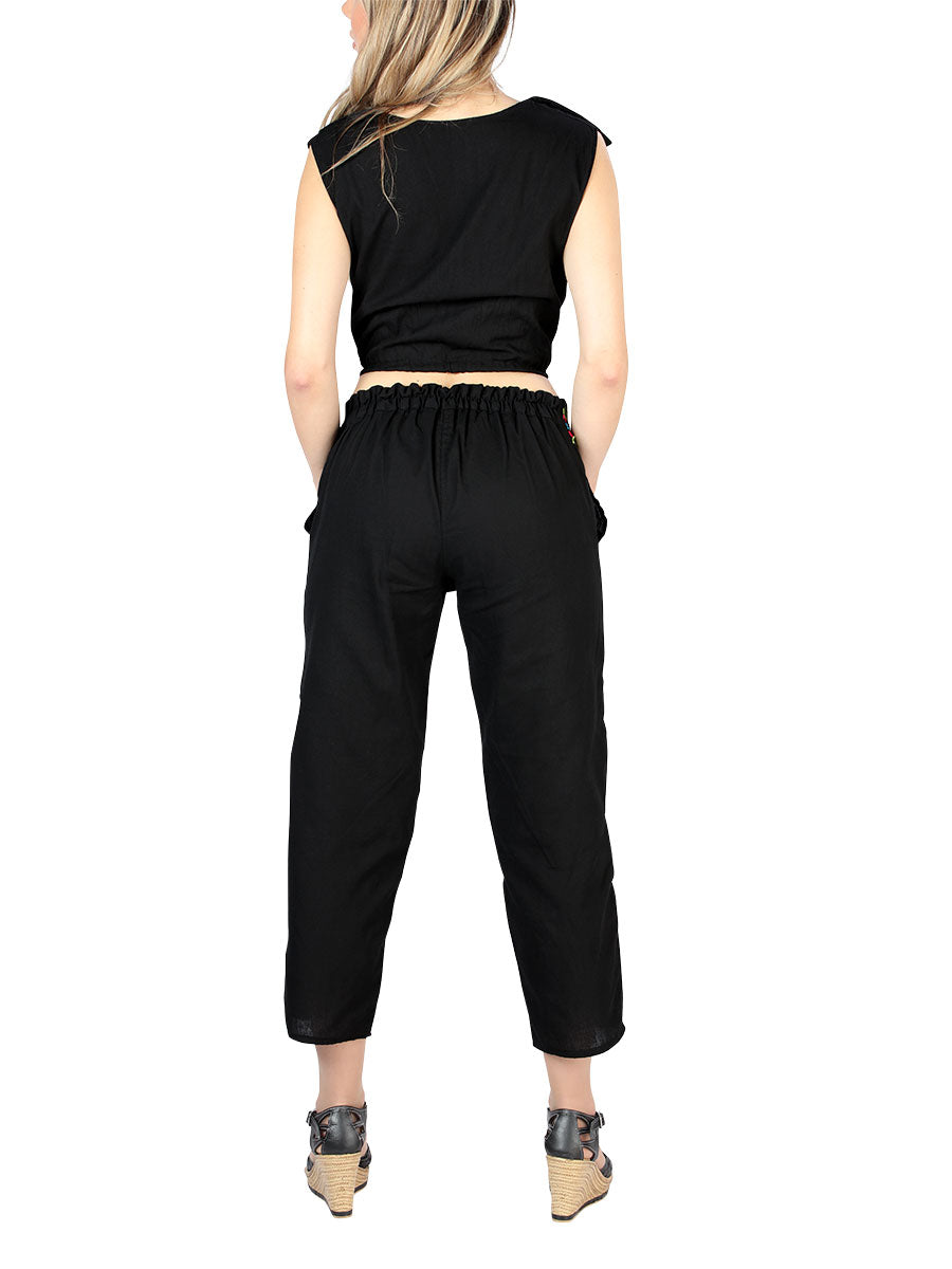 Conjunto Artesanal Tienda Charro Olan Diagonal 100% Algodon Negro 604048