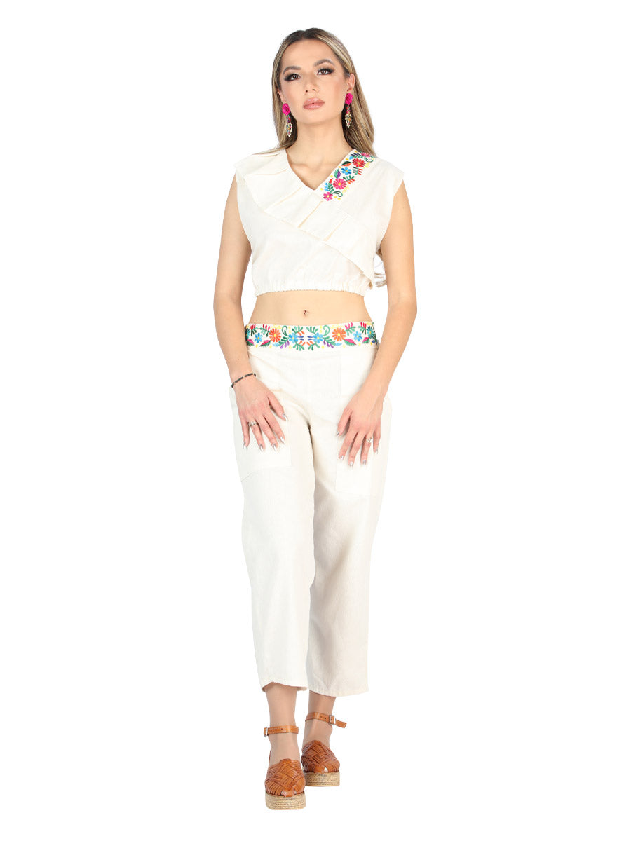 Conjunto Artesanal Tienda Charro Olan Diagonal 100% Algodon Beige 604049