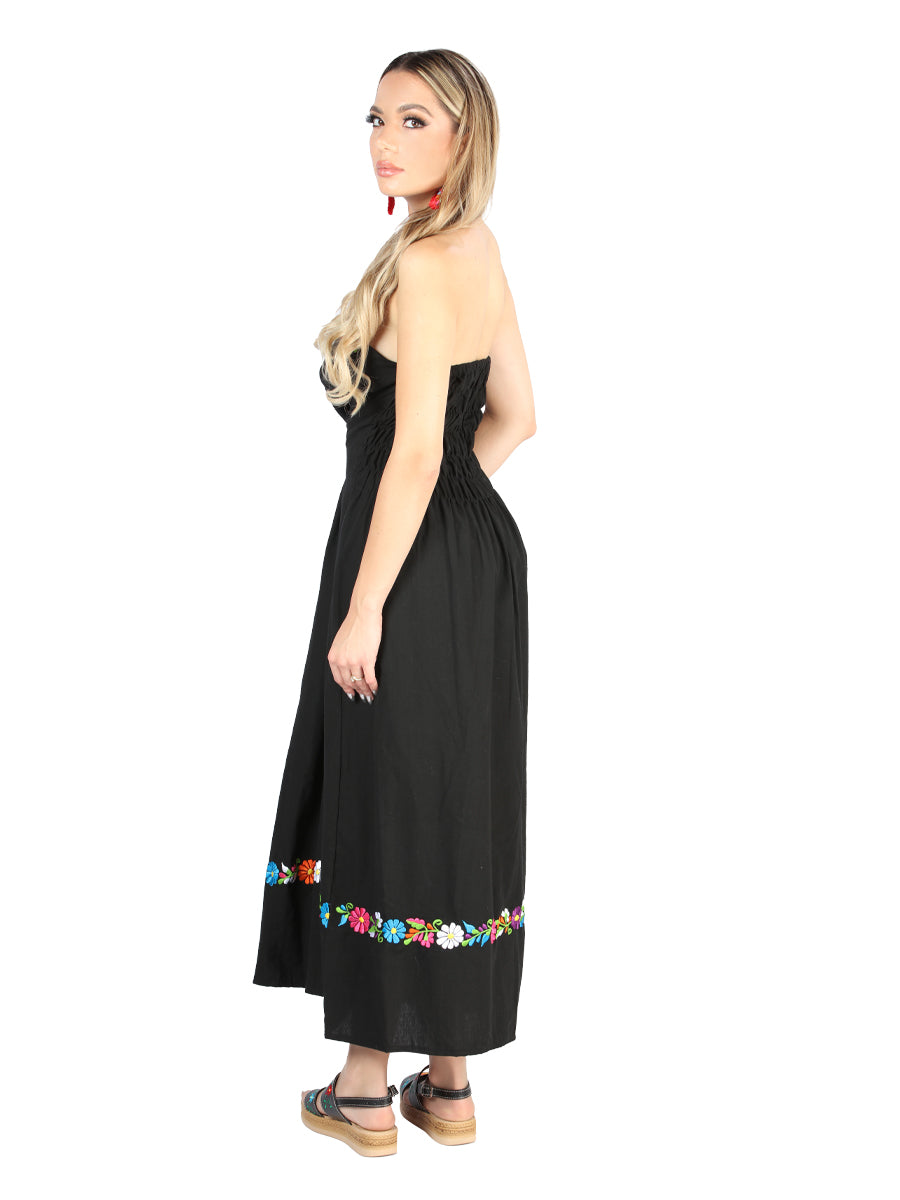 Vestido Artesanal Charro Tienda Correa 100% Algodon Negro 604053