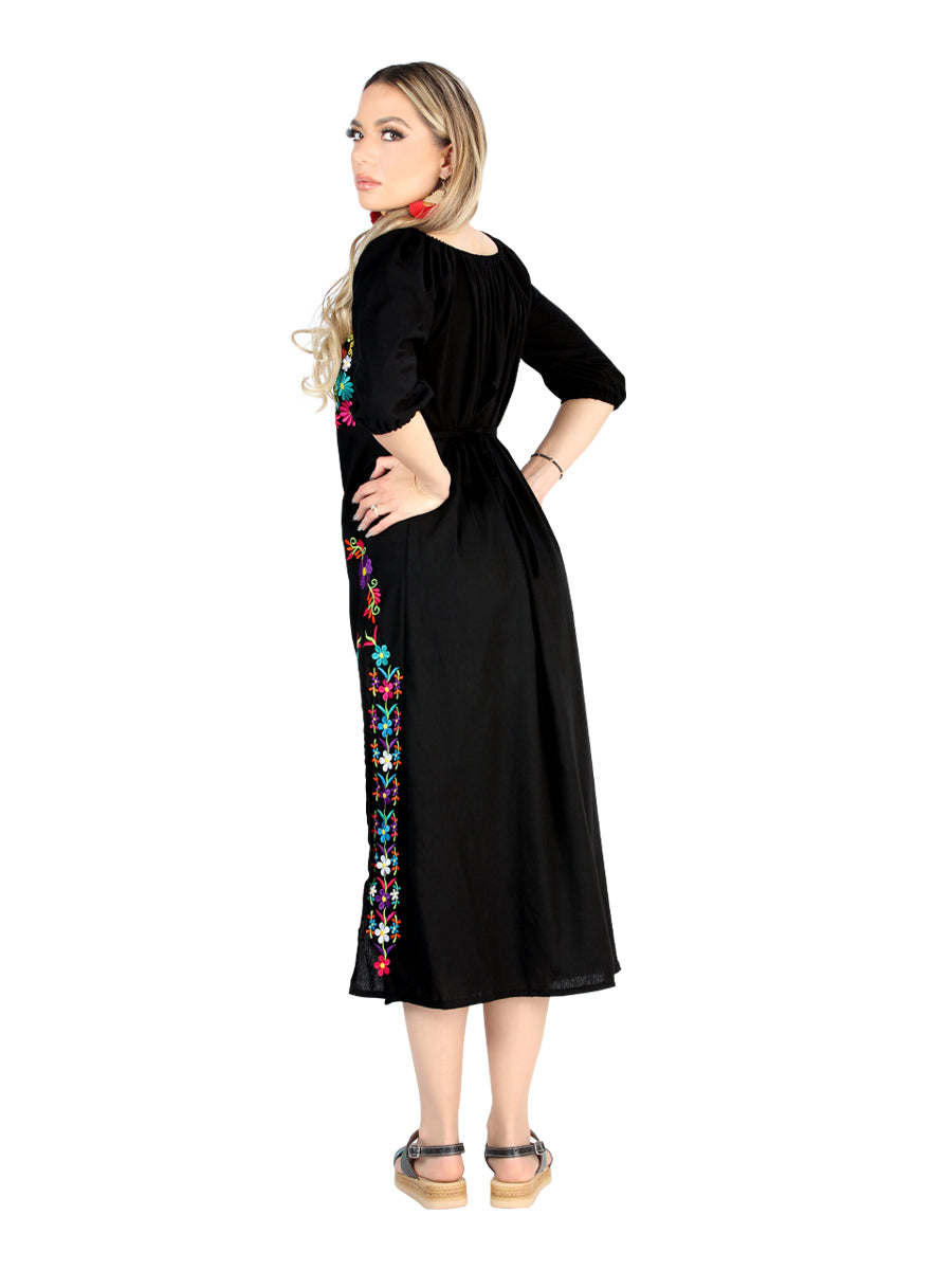 Vestido Artesanal Charro Tienda Ombro Avertura 100% Algodon Negro 604054