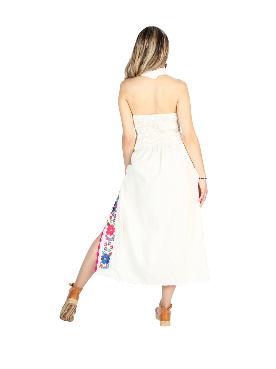 Vestido Halter Charro Store Orilla De Concha 100% Algodon Beige 604055