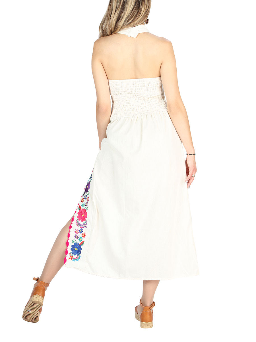 Vestido Halter Charro Store Orilla De Concha 100% Algodon Beige 604055