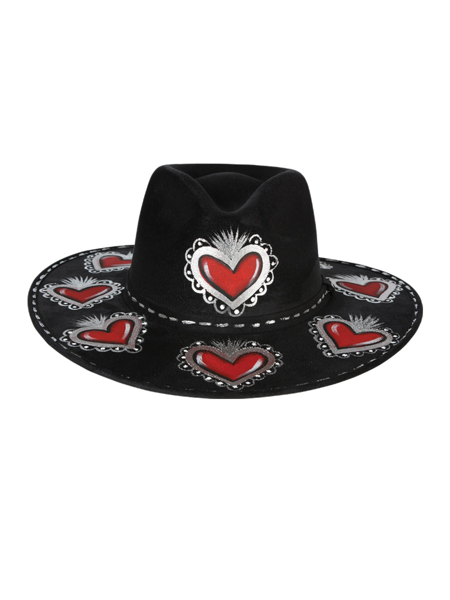 Sombrero Fedora Charro Tienda Corazon Plateado Gamuza Negro 604070
