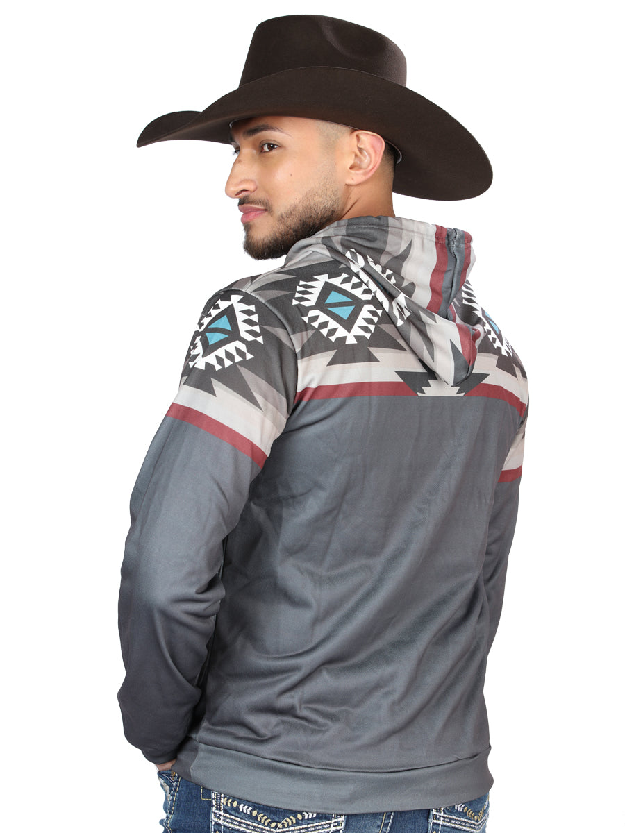 Sudadera Con Capucha El General Western Wear Syg-2747 Tela Gris 702037