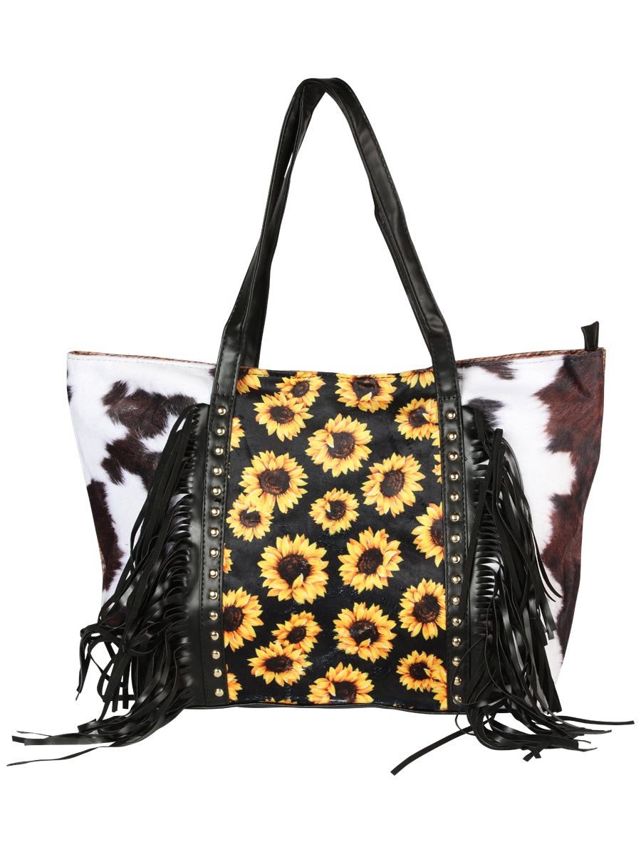 Bolso Estampado De Vaca El General Western Wear Syg-3136 Pu Blanco/Marrón 702039