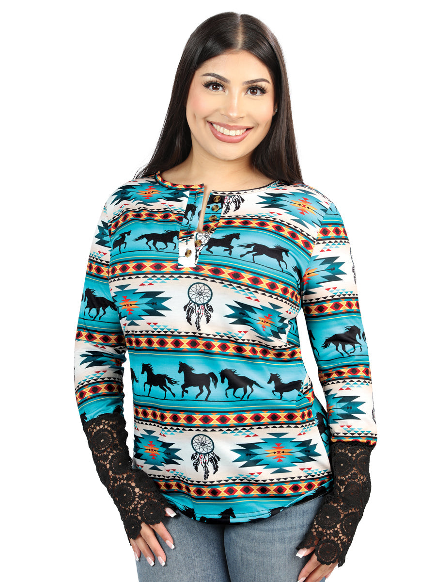 Camisa Vaquera Thermal El General Western Wear Syg-2315 Teal Teal 702059