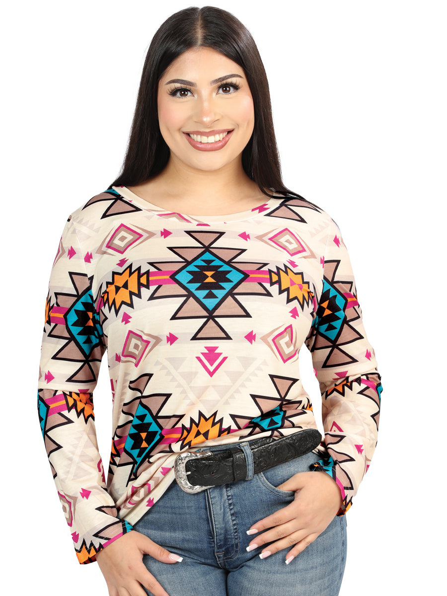 Jersey Manga Larga El General Western Wear Syg-1921 Tela Beige 702065