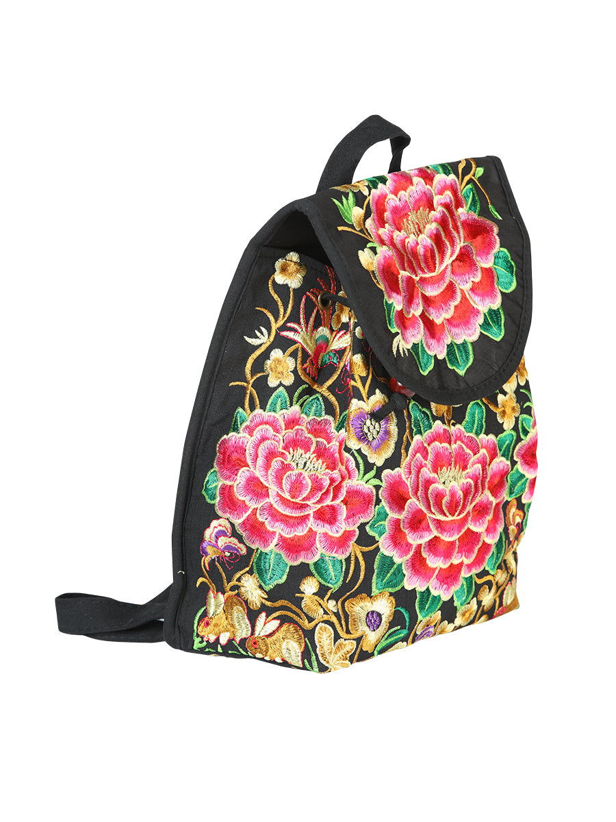 Bolsa Bordada Mochila El General Ac-111 (L) Tela Negro/Rosa 702170
