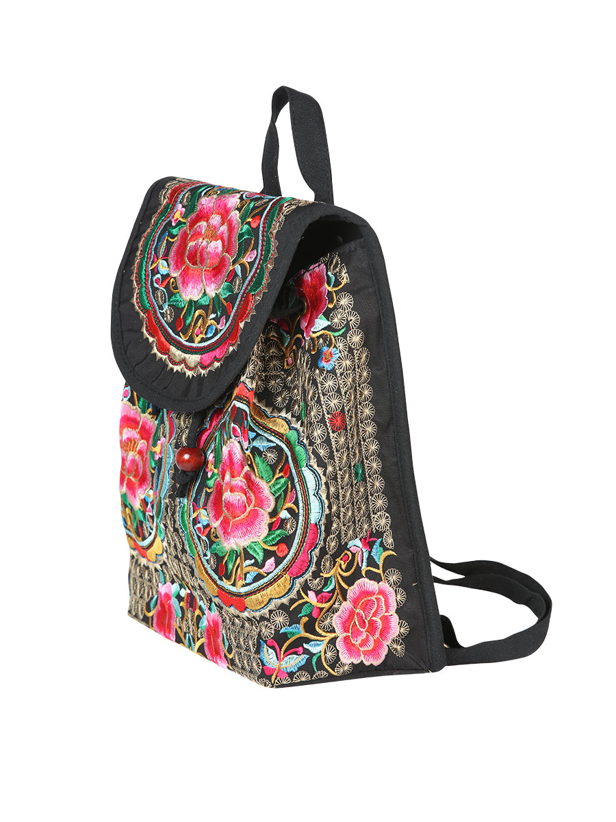 Bolsa Bordada Mochila El General Ac-116 (L) Tela Negro/Rosa 702172