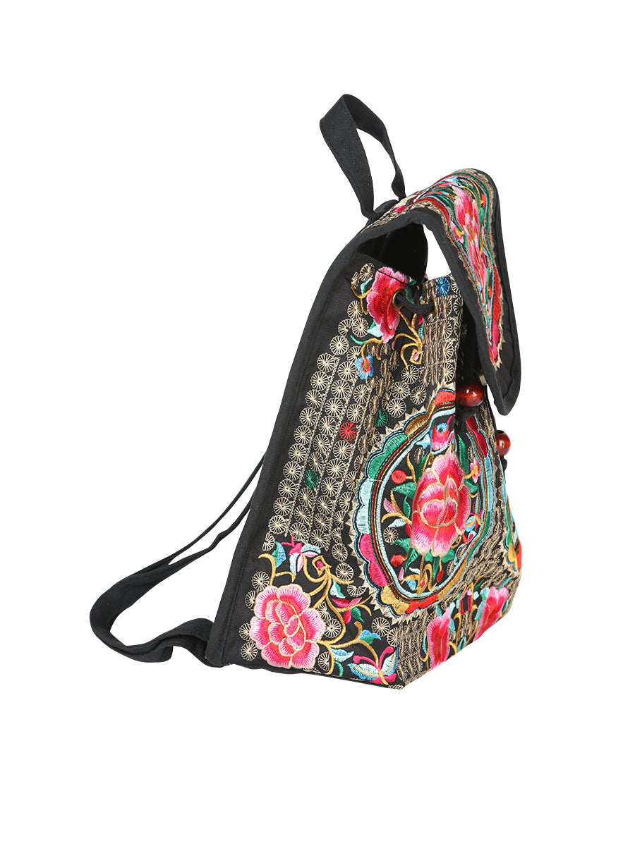 Bolsa Bordada Mochila El General Ac-116 (L) Tela Negro/Rosa 702172