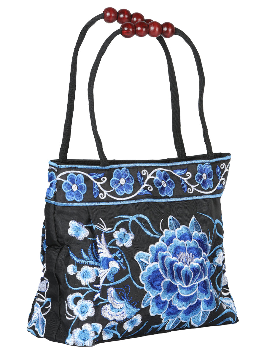Bolsa Bordada El General Ac-146 Tela Negro/Azul 702178