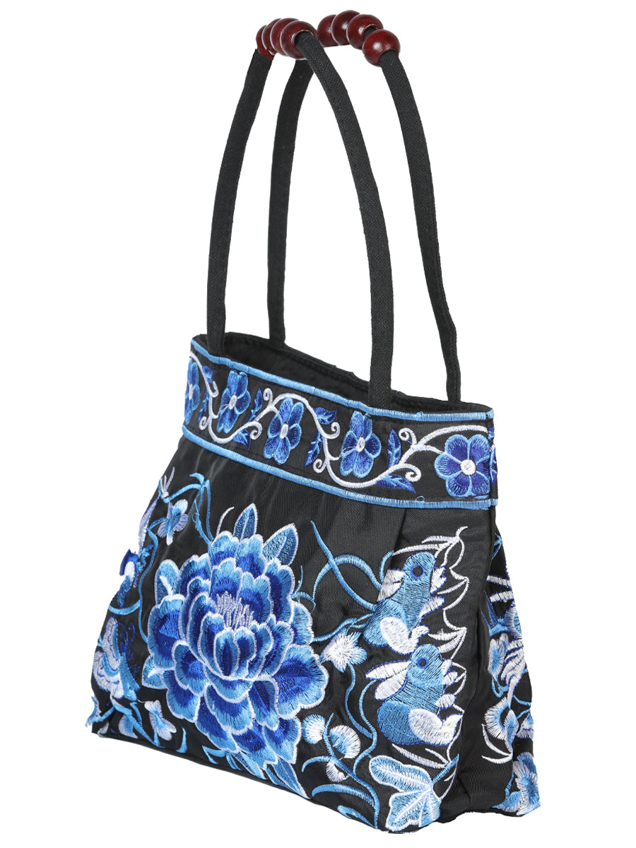 Bolsa Bordada El General Ac-146 Tela Negro/Azul 702178