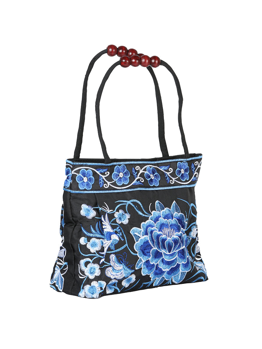 Bolsa Bordada El General Ac-146 Tela Negro/Azul 702178