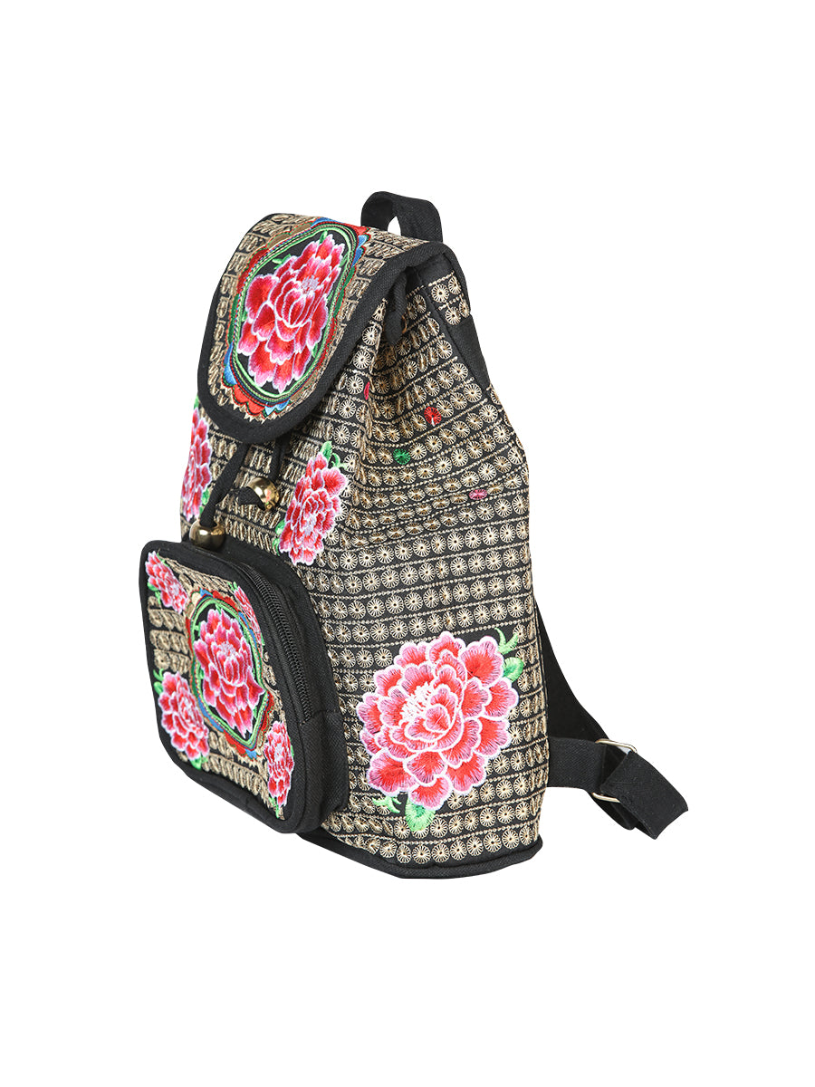 Bolsa Bordada Mochila El General Ac-177 Tela Negro/Rosa 702184