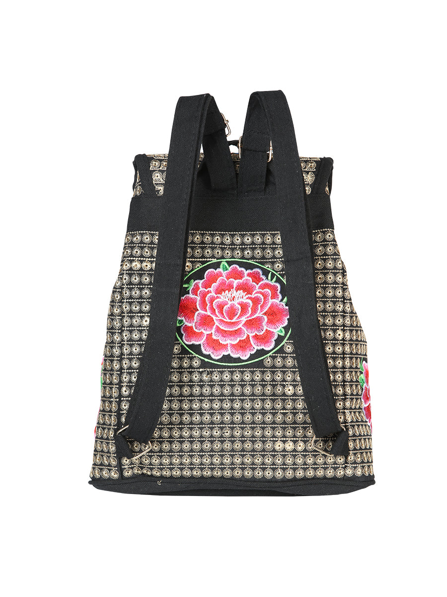 Bolsa Bordada Mochila El General Ac-177 Tela Negro/Rosa 702184