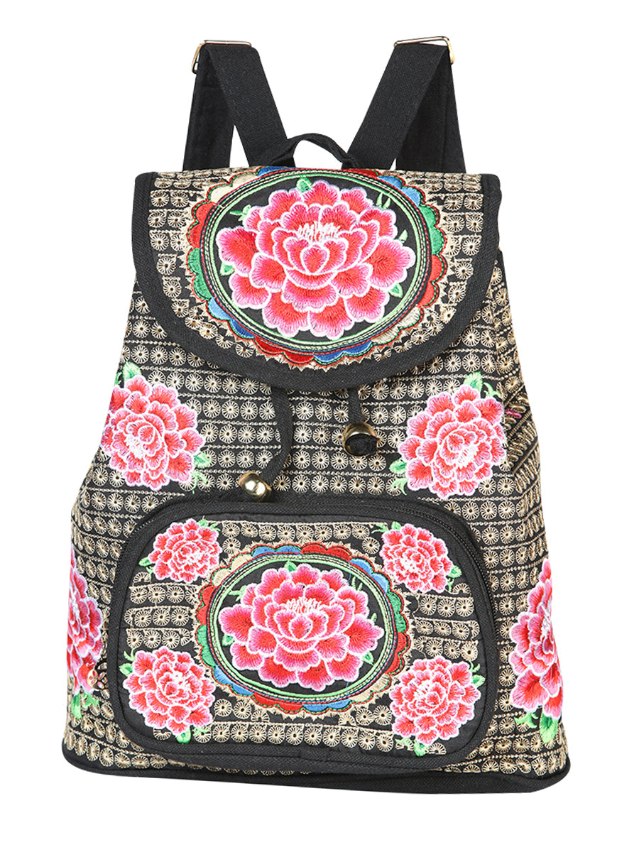Bolsa Bordada Mochila El General Ac-177 Tela Negro/Rosa 702184