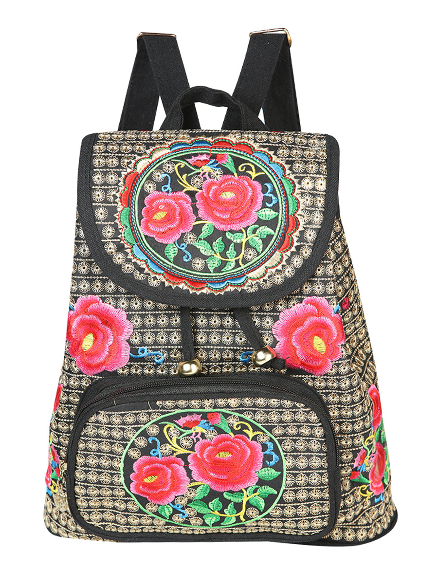 Bolsa Bordada Mochila El General Ac-185 Tela Negro/Rosa 702185
