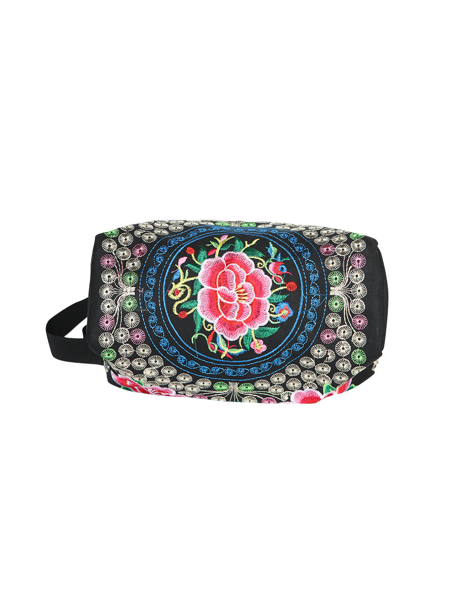 Bolsa Bordada El General Ac-312 Tela Negro/Rosa 702190