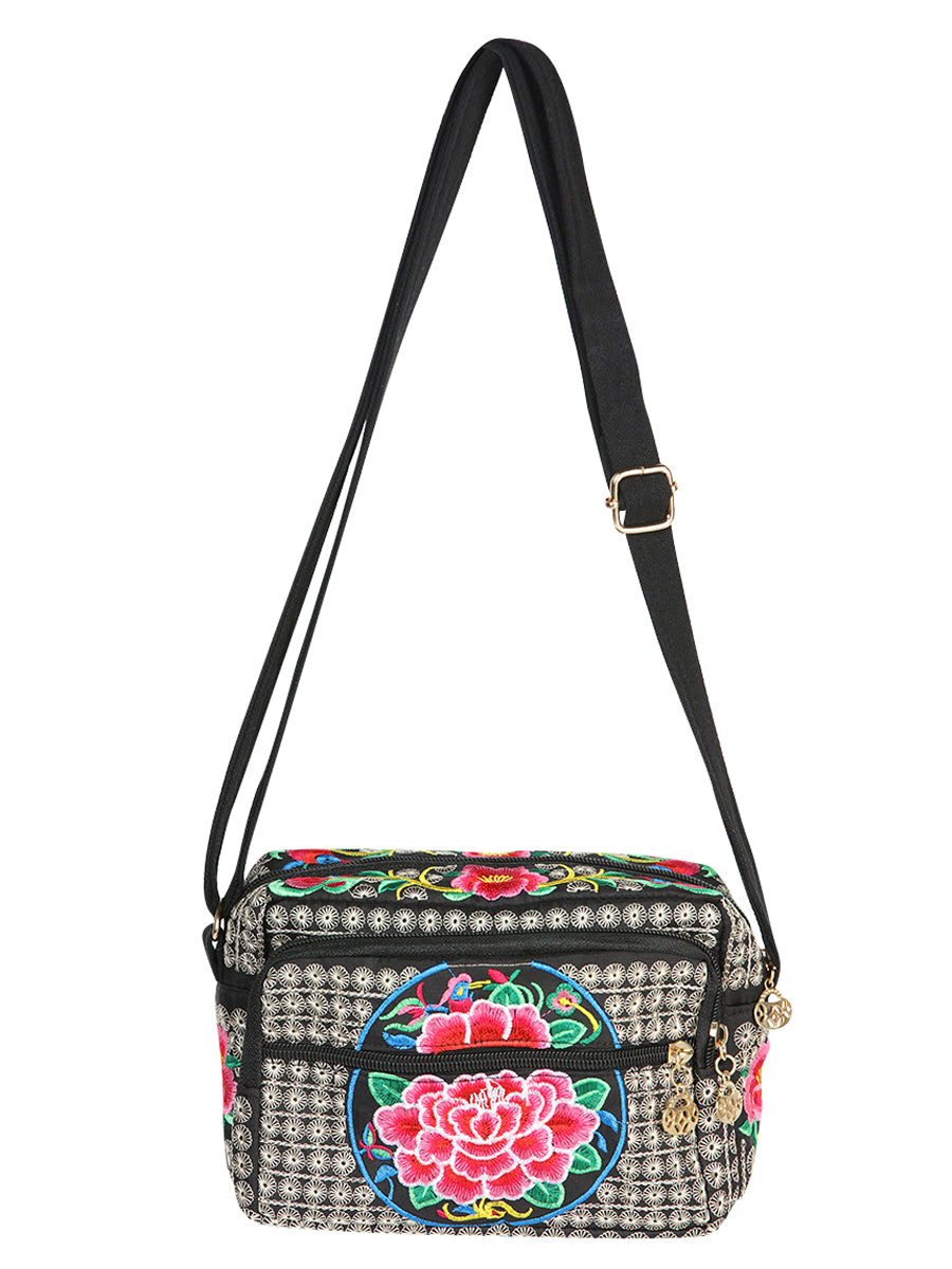Bolsa Bordada El General Ac-337 Tela Negro/Rosa 702192