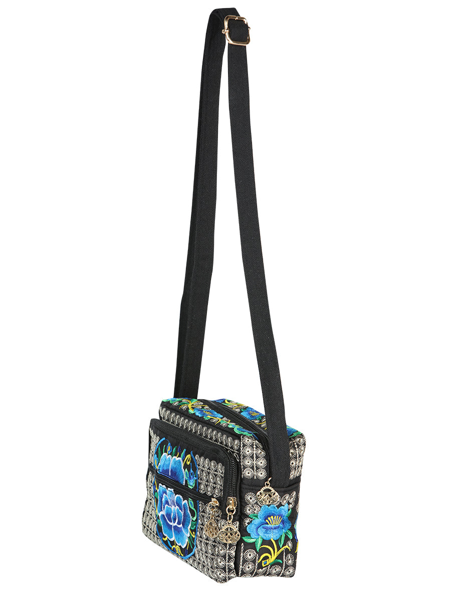 Bolsa Bordada El General Ac-345 Tela Negro/Azul 702193