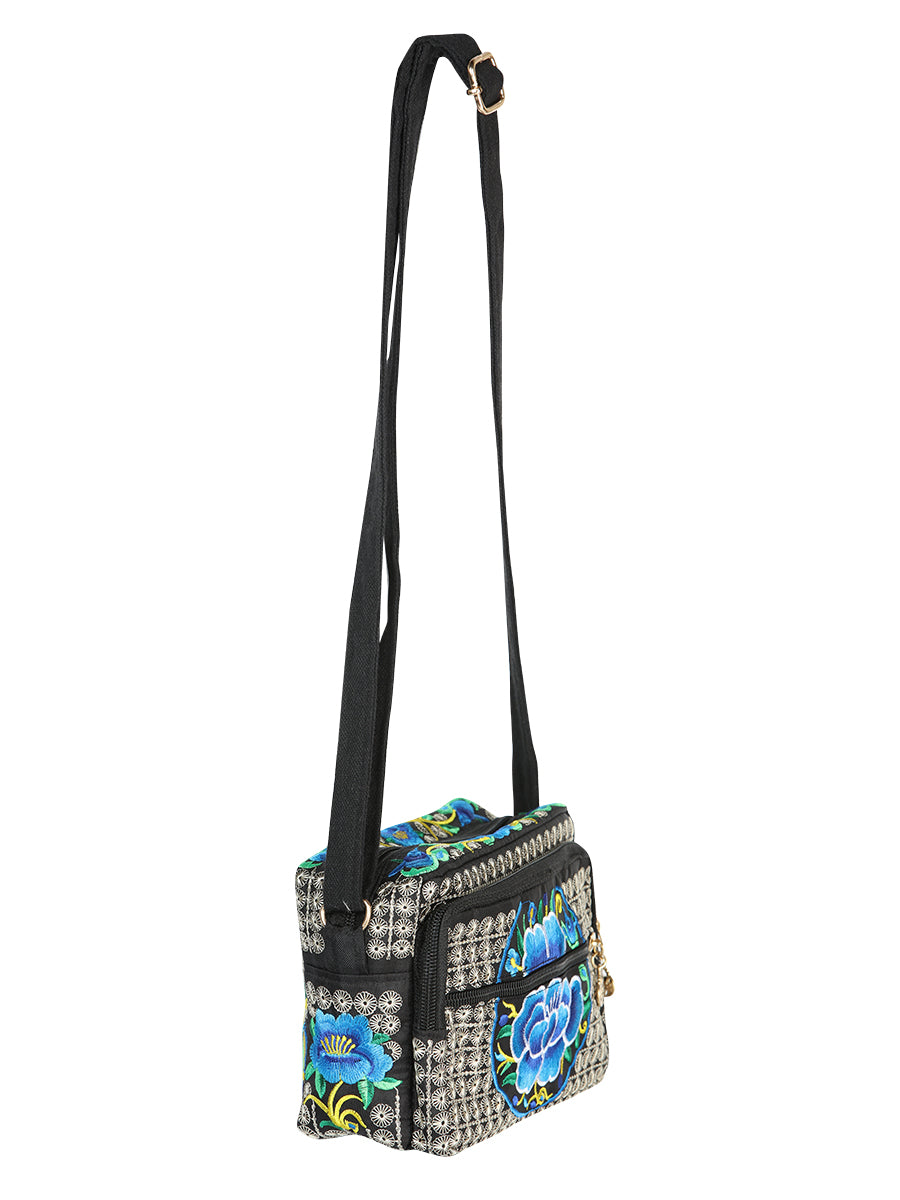 Bolsa Bordada El General Ac-345 Tela Negro/Azul 702193