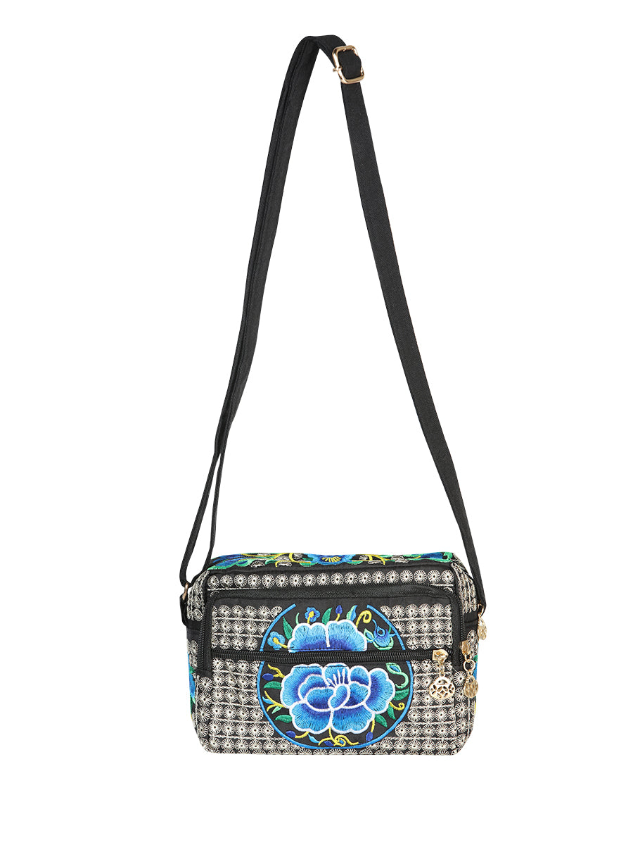 Bolsa Bordada El General Ac-345 Tela Negro/Azul 702193
