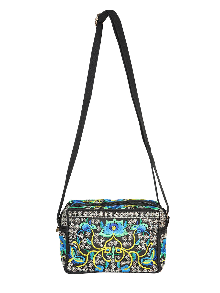 Bolsa Bordada El General Ac-345 Tela Negro/Azul 702193
